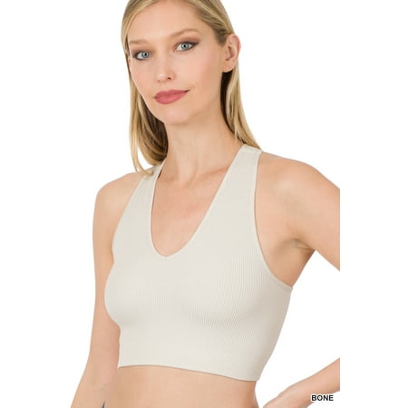 

Zenana Women & Plus Size Ribbed Cropped Racerback Tank Top (S-3XL)