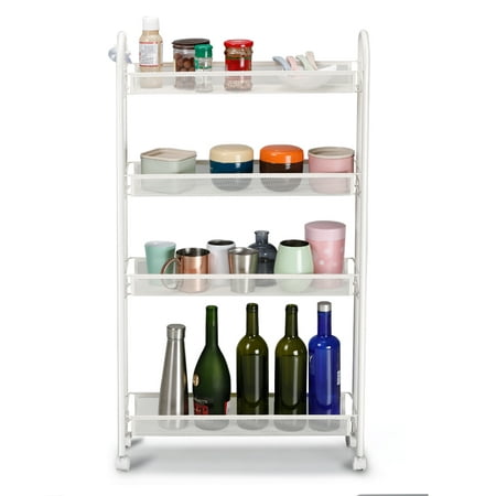 Rackaphile 4 Tier Slim Slide Out Mesh Rolling Cart Kitchen Pantry