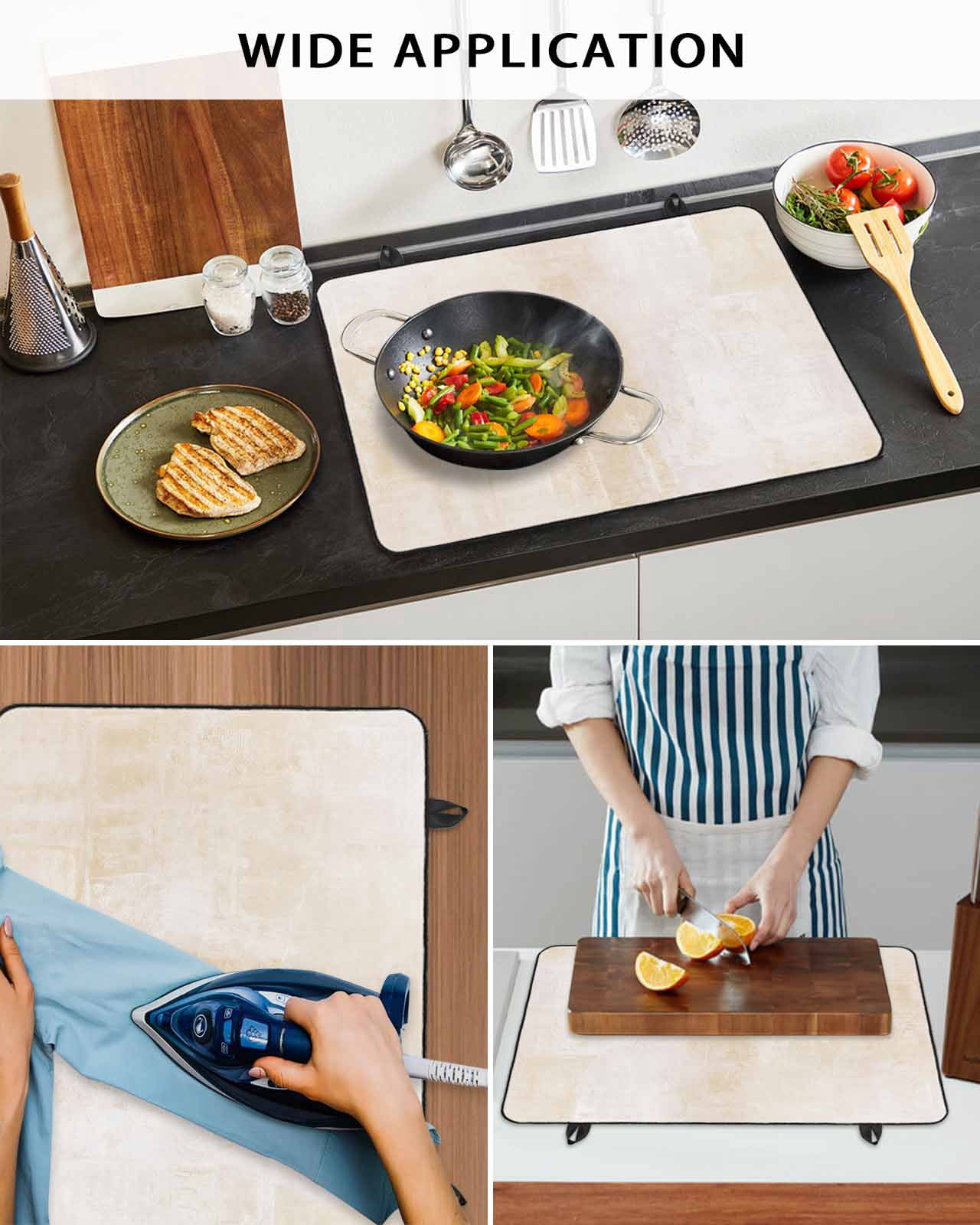 nqOlkjepod Large Induction Cooktop Protector Mat 24"x21", Beige Stove Top Covers for Electric Stove, Retro Oil Painting Modern Abstract Art Aesthetics Stove Burner Cover Mats, Glass Top Stove Cover