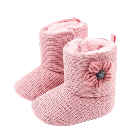 

Hemoton Baby Snow Boots Thicken Plush Winter Warm Snow Boots Knitting Wool Flower Decorative Prewalker Baby Shoe (Pink 11cm Style)