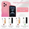 thumbnail image 2 of Design for iPhone 12 Pro Max 6.7" Wavy Edge Case, Cute Gradient Color Curly Wave Frame Design for Women Girls, Soft TPU Rubber Full-Body Shockproof Bumper Protection Phone Case, Pink Rose Red, 2 of 13