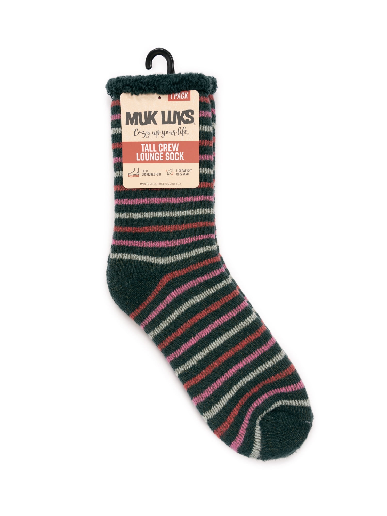 MUK LUKS Women's Tall Crew Lounge Sock, 1-Pack, OSFM