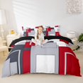 thumbnail image 3 of Homewish Red Abstract Square Twin Duvet Cover,Contemporary Aesthetic Twin Bedding,Black Reversible,2 Pieces,1 Duvet Cover and 1 Pillowcase, 3 of 6