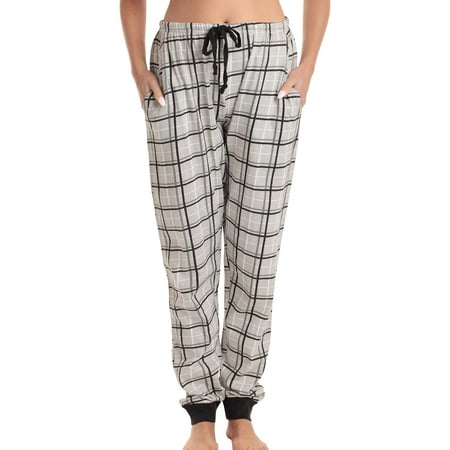 

Just Love Women Pajama Pants Sleepwear (Grey Plaid Jogger 3X)