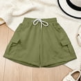 thumbnail image 6 of Girls Casual Shorts Basic Classic Lightweight Shorts Regular Fit Comfortable Kids Summer Clothing Army Green 7-8 Years, 6 of 7