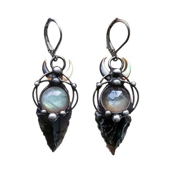 Hearth & Gear Black Pearl Earrings Witchcraft Black Pearl Earrings Earring Hoops for Women Sparkly Earrings Thick Earrings Long Earrings for Women Dangling Earring Studs for Women Earrings Womens Hoop