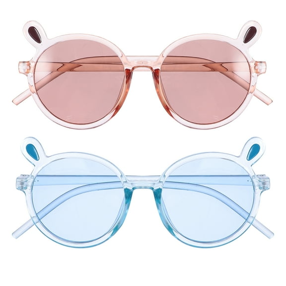 HOMEMAXS 2pcs Kids Sunglasses Creative Bear Eye Shades Round Frame Glasses Gift