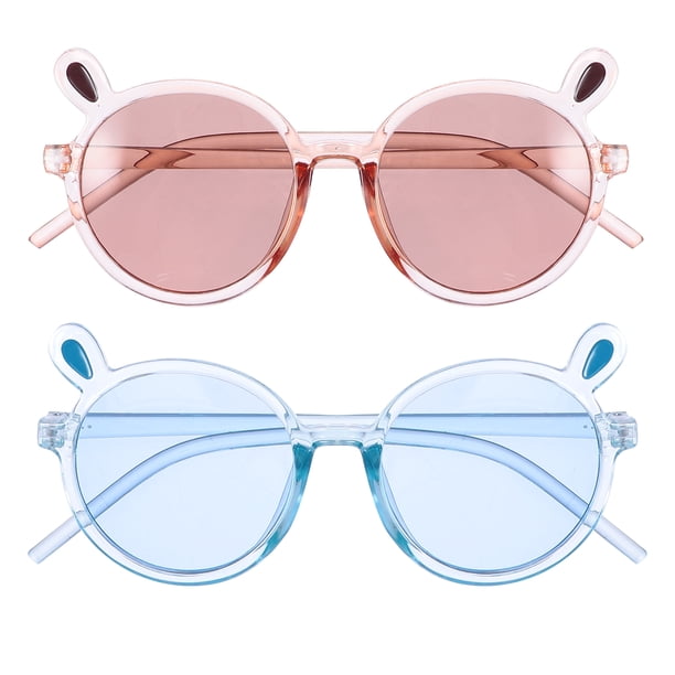 2 unids niños gafas de sol creativo oso ojo sombras de marco redondo regalo de gafas
