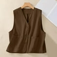 thumbnail image 2 of Trendy Tops For Women 2025 Sevevn Womens Linen Vest Tops Casual Button Down Sleeveless Blazer Spring Jackets Summer Tops For Women, 2 of 9