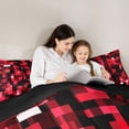 thumbnail image 5 of Manfei Vintage Abstract Geometric Bedding Comforter Set,Pixel Grid Print Twin Comforter Sets,Red Black Bedding Set For Boys,Super Cozy Room Decor Reversible,2pcs, 5 of 8