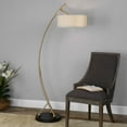 thumbnail image 2 of Uttermost Vardar Iron and Fabric Curved Floor Lamp in Brushed Brass/Beige, 2 of 3
