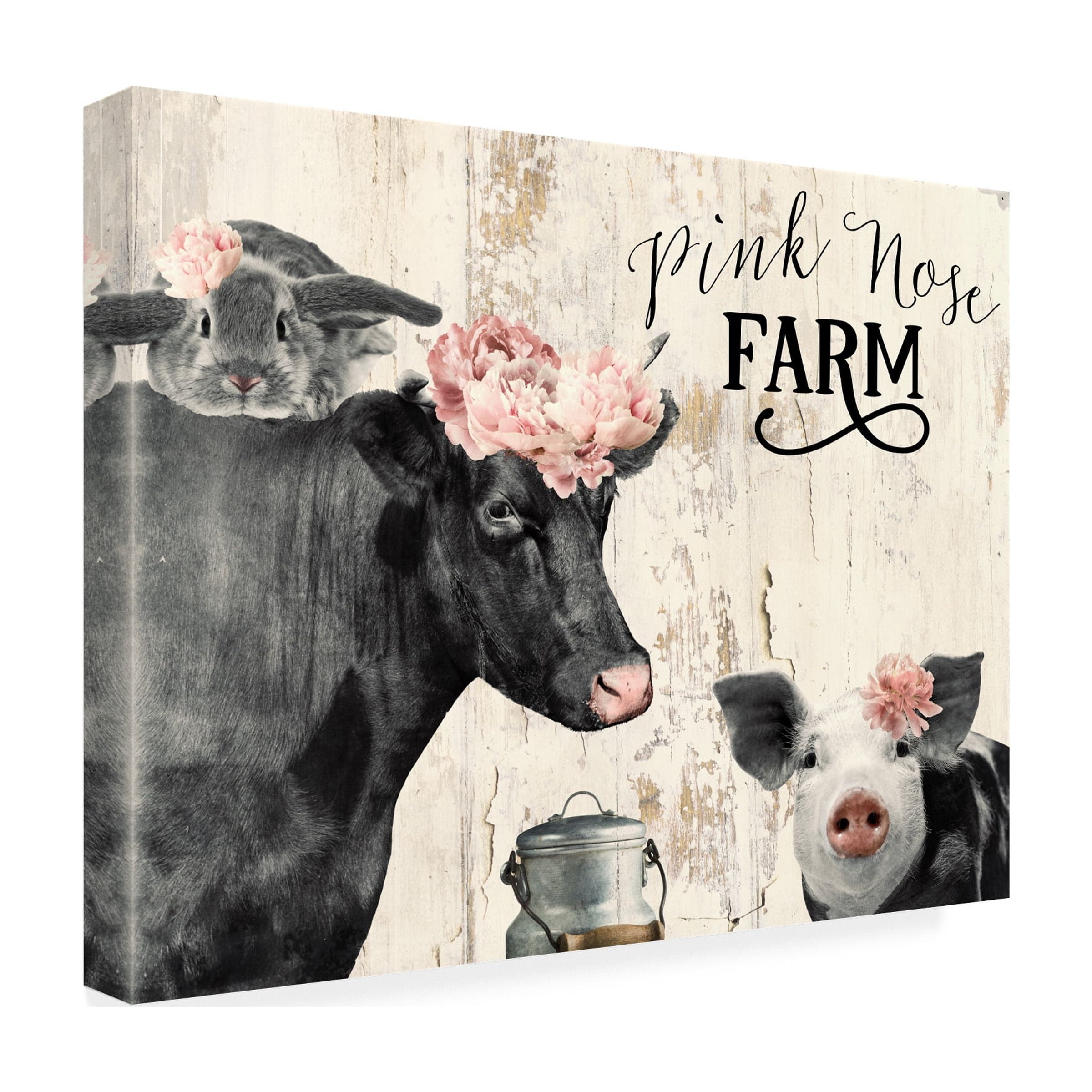 Canvas Wall Art - Sasha 'Pink Nose Farm I' Wall Art for Living Room, Bedroom, or Office DÃ©cor by Trademark Fine Art - 19 x 14 Inches