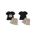 thumbnail image 2 of Cjfdfy Toddler Baby Girl Halloween Outfit Infant Baby Girls Summer Fall Clothes 6 12 18 24 Months 2 3 4 Years Pumpkin Face Print Ruffled Trim Short Sleeve T Shirt Tops and Camouflage Shorts Set, 2 of 9