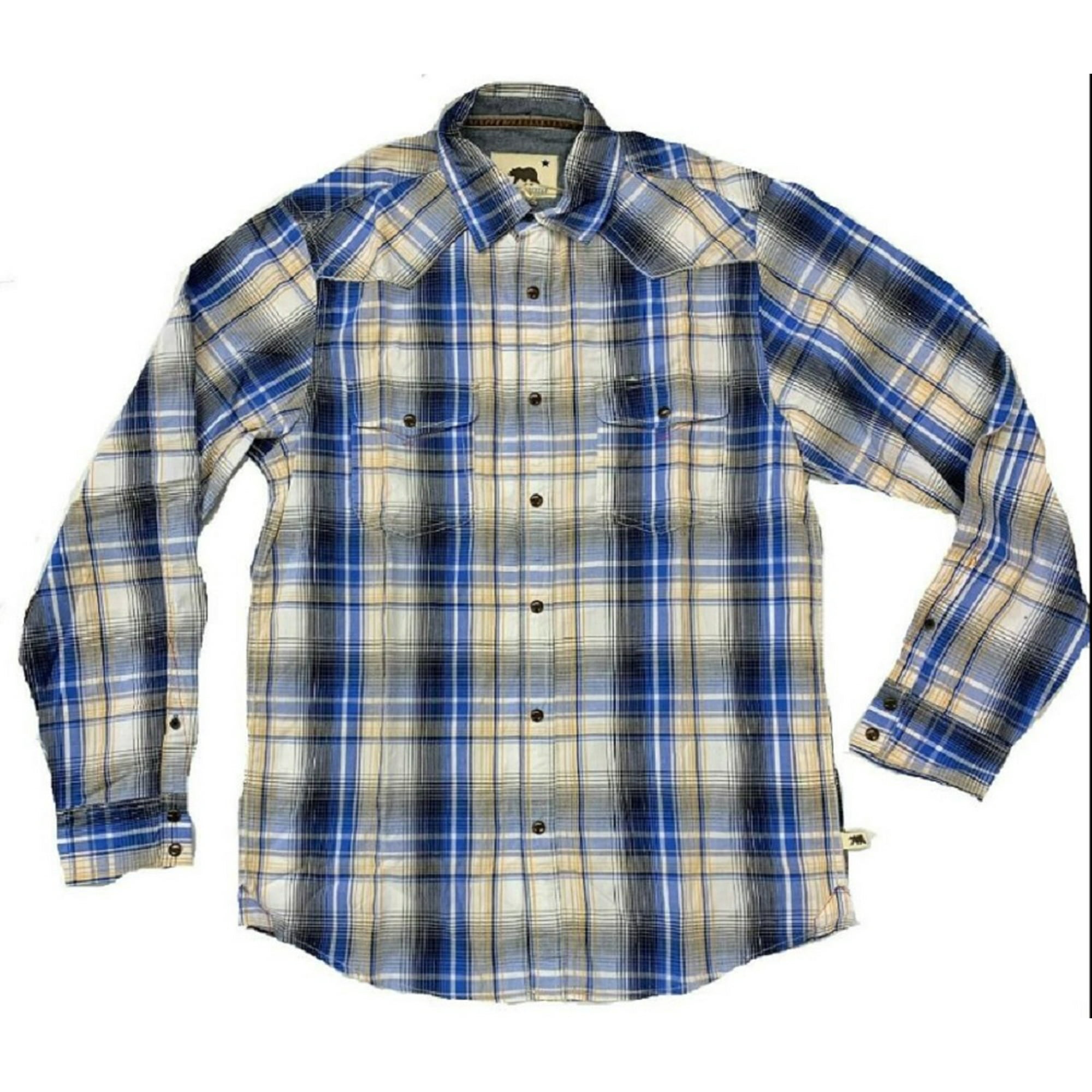 Dakota Grizzly Men's Harper L/S Sleeve Western Shirt - Blue/White/Yellow/Black (M)
