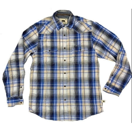 Dakota Grizzly Men's Harper L/S Sleeve Western Shirt - Blue/White/Yellow/Black (XL)