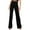 Black, variant on Women Solid Color Mid Waist Cotton Pants - Loose Straight, Pockets, Golden Velvet, Casual Trousers