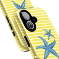 thumbnail image 2 of Yellow Striped iPhone Case with Blue Starfish, Beachy Nautical Summer Vibes, Protective Hard Cover for iPhone 16 15 14 13 12 11 Pro Max Plus Mini, 2 of 6
