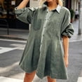 thumbnail image 7 of WRFWUL Womens Vintage Washed Denim Shirt Dress Long Balloon Sleeve Button Down A Line Swing Ruffle Jean Dress with Pockets, 7 of 7