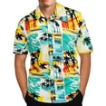 thumbnail image 2 of Leesechin Short Sleeve Shirts For Men Clearance Hawaiian Print Lapel Shirt L Yellow, 2 of 7