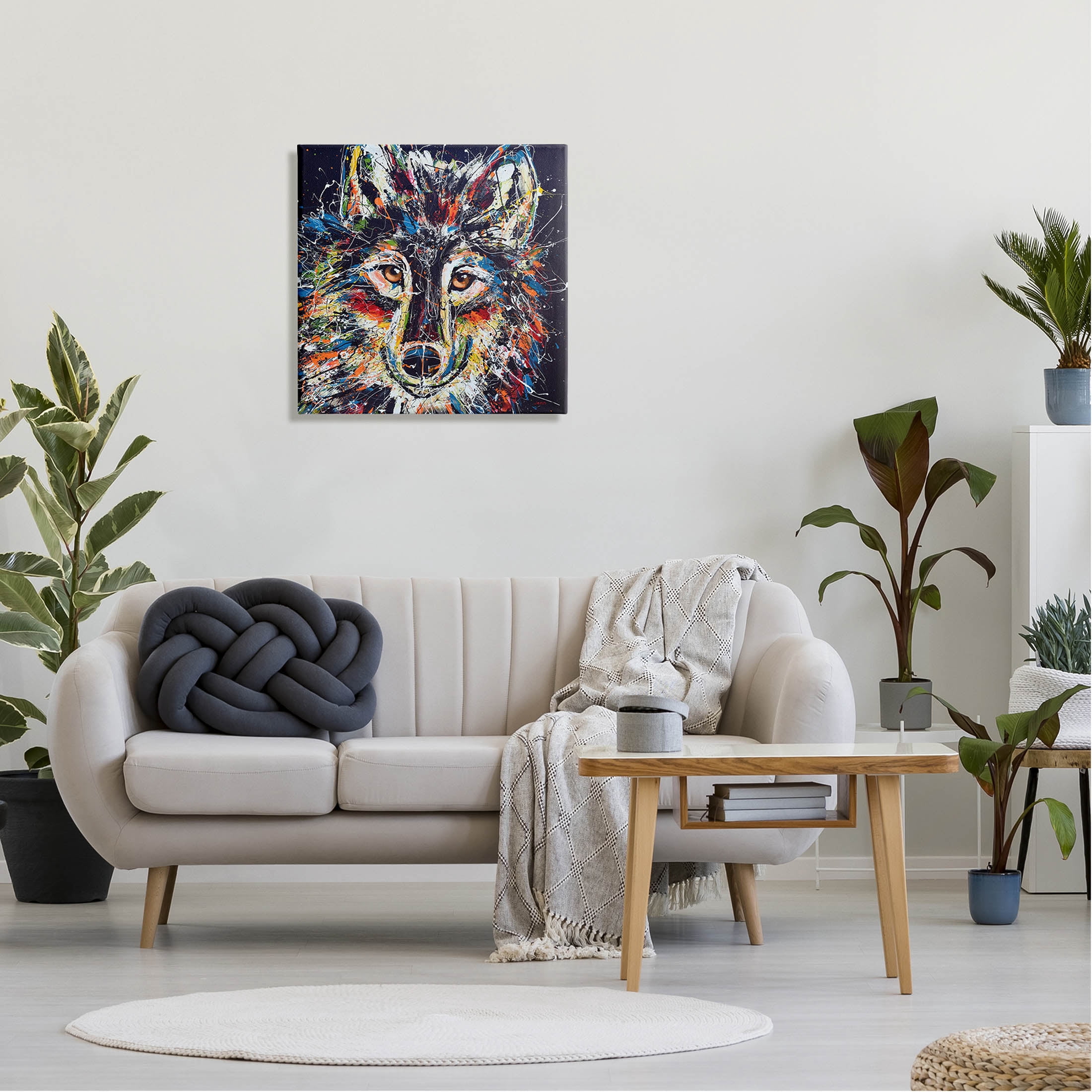 Abstract Wolf Urban Style Hues Animals & Insects Painting Gallery Wrapped Canvas Print Wall Art