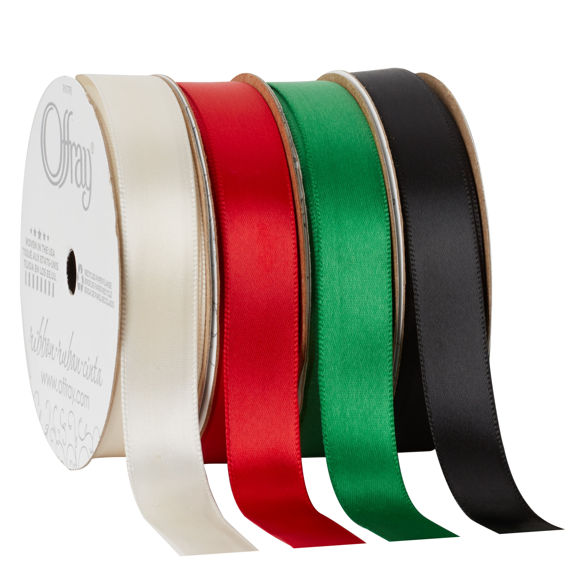 Offray Ribbon, Emerald Green 5/8 inch Single Face Satin Polyester Ribbon, 18 feet