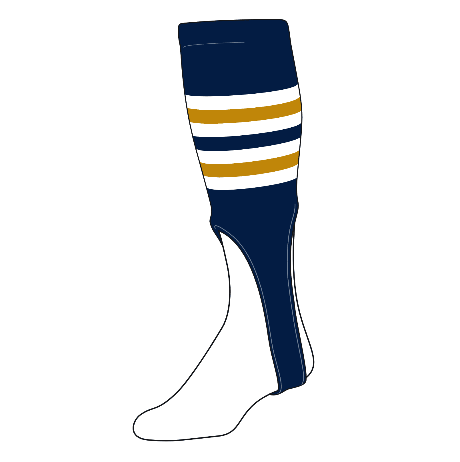 TCK Baseball Stirrups Large (300I, 9in) Navy, White, Old Gold