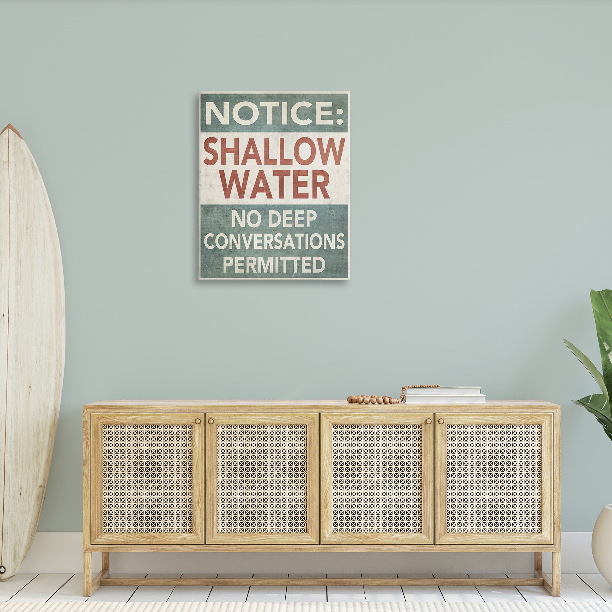 Stupell Industries Vintage Shallow Water Phrase Typography Painting Gallery Wrapped Canvas Art Print Wall Art, 30 x 40