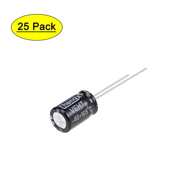 Uxcell 8x12.5mm 1000uF 10V 105C Capacitores electrolíticos de aluminio de alta temperatura, paquete de 25