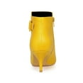 thumbnail image 2 of BLISSFUL STEP Women's Pointy Toe Zipper Buckle Decor Kitten Heels Ankle Boots Yellow 8.5, 2 of 7