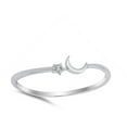 thumbnail image 4 of Cute Thin Crescent Moon Star Space Sterling Silver Ring White CZ 925 Jewelry Female Size 9, 4 of 4