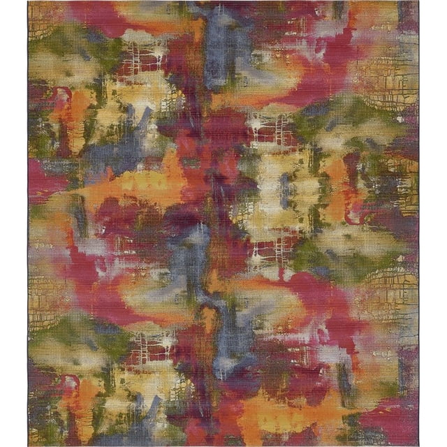 Unique Loom Outdoor Modern Watercolors Rug 10' x 12' Rectangle Multi/Beige
