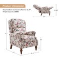 thumbnail image 4 of Manual Recliner Wingback Roll Arm Nailhead Wood Leg Home Living Room Bedroom Floral pattern, 4 of 7