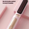 thumbnail image 3 of Cordless Hair Straightener Brush USB Rechargeable 2 in 1 Volumizing Curler with 4 Heat Settings Pink, 3 of 4