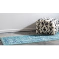 thumbnail image 3 of Rugs.com Fleur Collection Rug – 6 Ft Runner Light Blue Medium-Pile Rug Perfect For Hallways, Entryways, 3 of 9