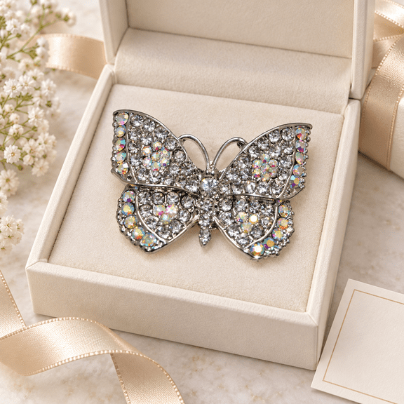 Rhinestone Butterfly Brooch Butterfly Pins, Bridesmaid Bride Brooch, Wedding Bouque Jewelry
