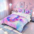 thumbnail image 2 of meiyoeat Flower Butterfly J Initial Rainbow Bedding, Watercolor Galaxy Stars Duvet Cover Full for Girls, Colorful Star Reversible, 3pcs, 1 Duvet Cover and 2 Pillowcases, 2 of 6