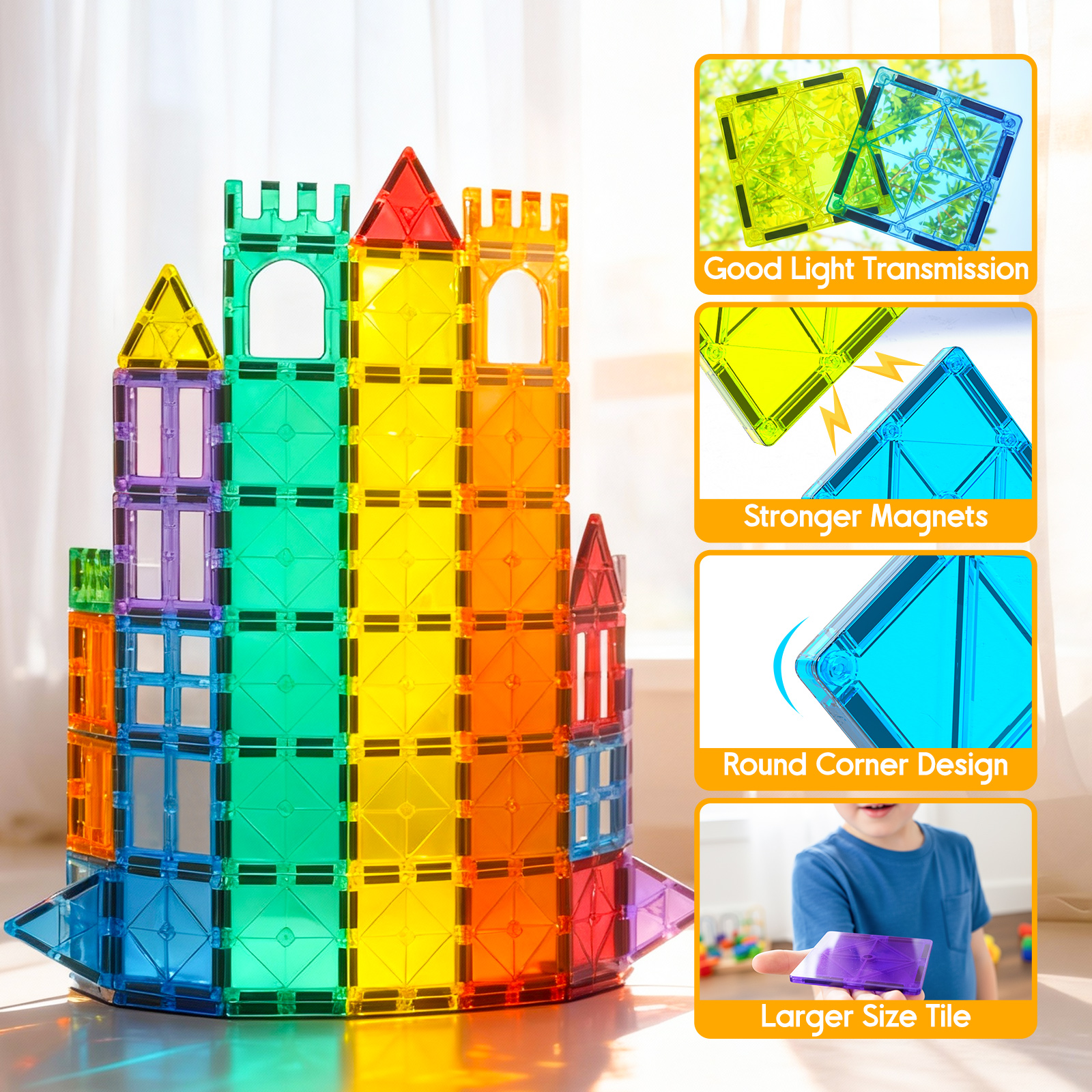 BMAG Magnetic Tiles Set with Markers and Stickers, 40 Pieces photo 4