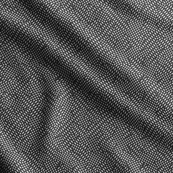 Soimoi Geometrical Print, Silk Fabric, Decor Sewing Fabric by The Yard 42 Inch Wide,Decorative Fabric for Shirts Suits Ties, Black