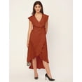 thumbnail image 2 of Moomaya Sleeveless V Neck Wrap Solid Rayon Dress - Women's Stylish Wrap Dress, 2 of 9