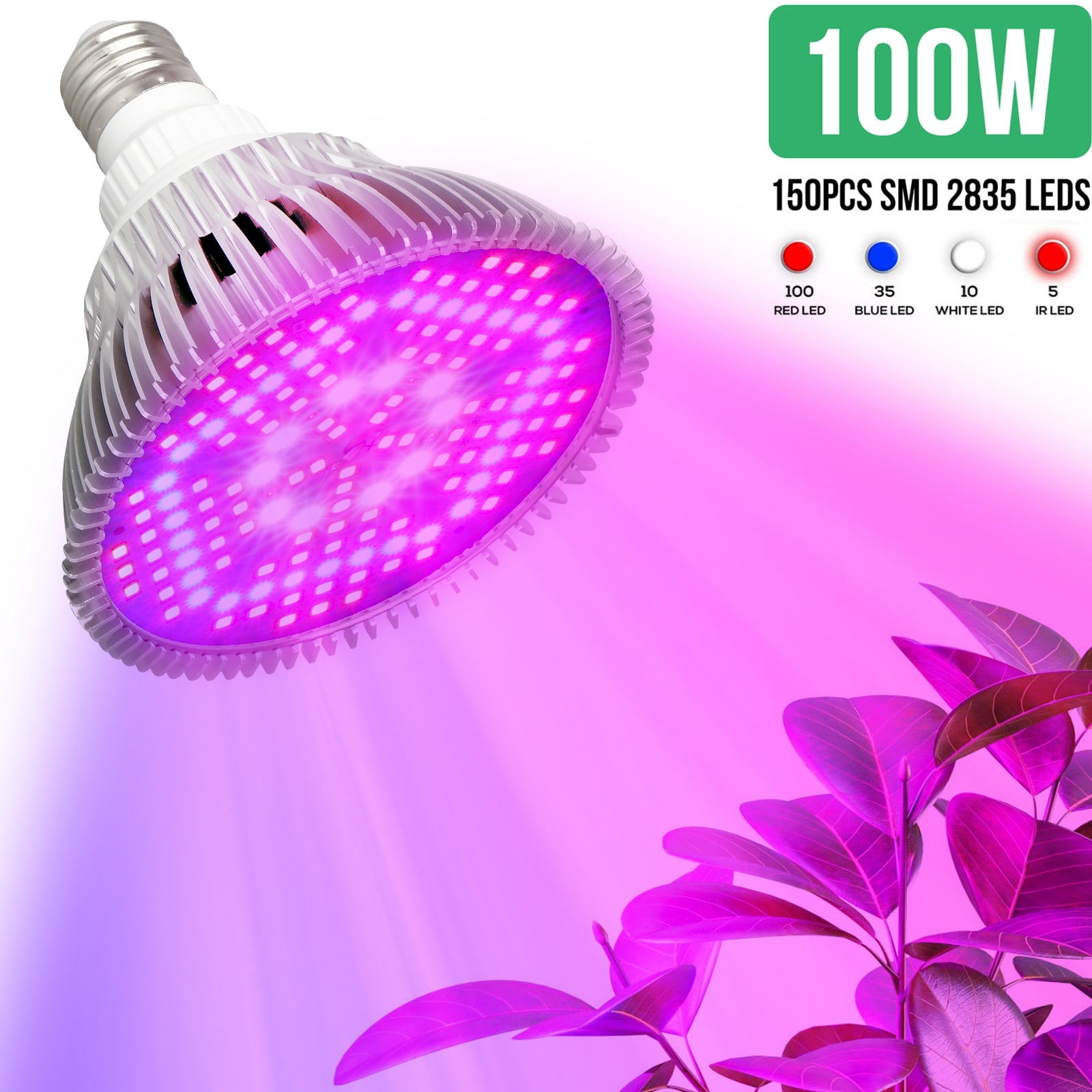 EEEkit 100W E27 LED Grow Light Bulb, Plant Lights Full Spectrum for