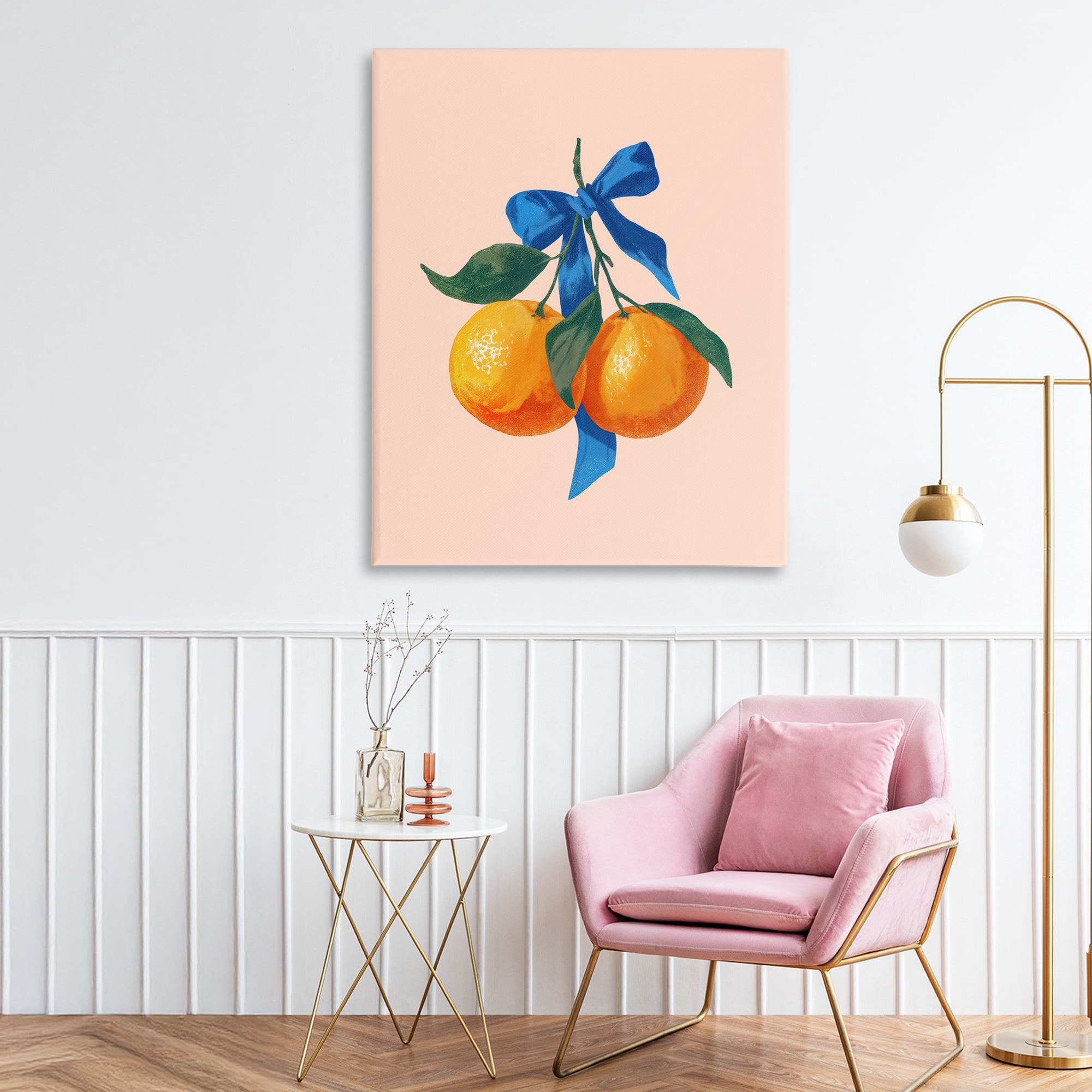 Stupell Industries Two Oranges with Blue Bow Canvas Wall Art, design by Imagine It Images
