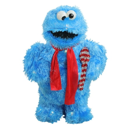 18" Pre-Lit Faux Fur Sesame Street Cookie Monster Christmas Outdoor - Clear Lights