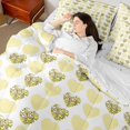 thumbnail image 4 of Homewish Love Heart Print Bedding Comforter Set 7 Pieces for Female Men Adults,Yellow White Full Bedding Set Lightweight,Romantic Valentine's Day Fitted Sheet Flat Sheet,Microfiber Bedroom Decor, 4 of 8