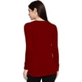 thumbnail image 4 of eloria Women's T-Shirt Round Neck Solid Color Plain Full Sleeve T-Shirt Color: Maroon | Size: S, 4 of 7
