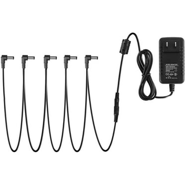 Donner DPA-1 Guitar Pedal Power Supply Adapter 9V DC 1A Tip Negative 5 Way Daisy Chain Cables for Guitar Effect Pedal