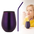 thumbnail image 2 of Stainless Steel Stemless Wine Glass Cup - Insulated Drinking Cup for Wine Cocktails - Double Wall Metal Tumbler for Outdoor - 1 Cup - Purple, 2 of 8