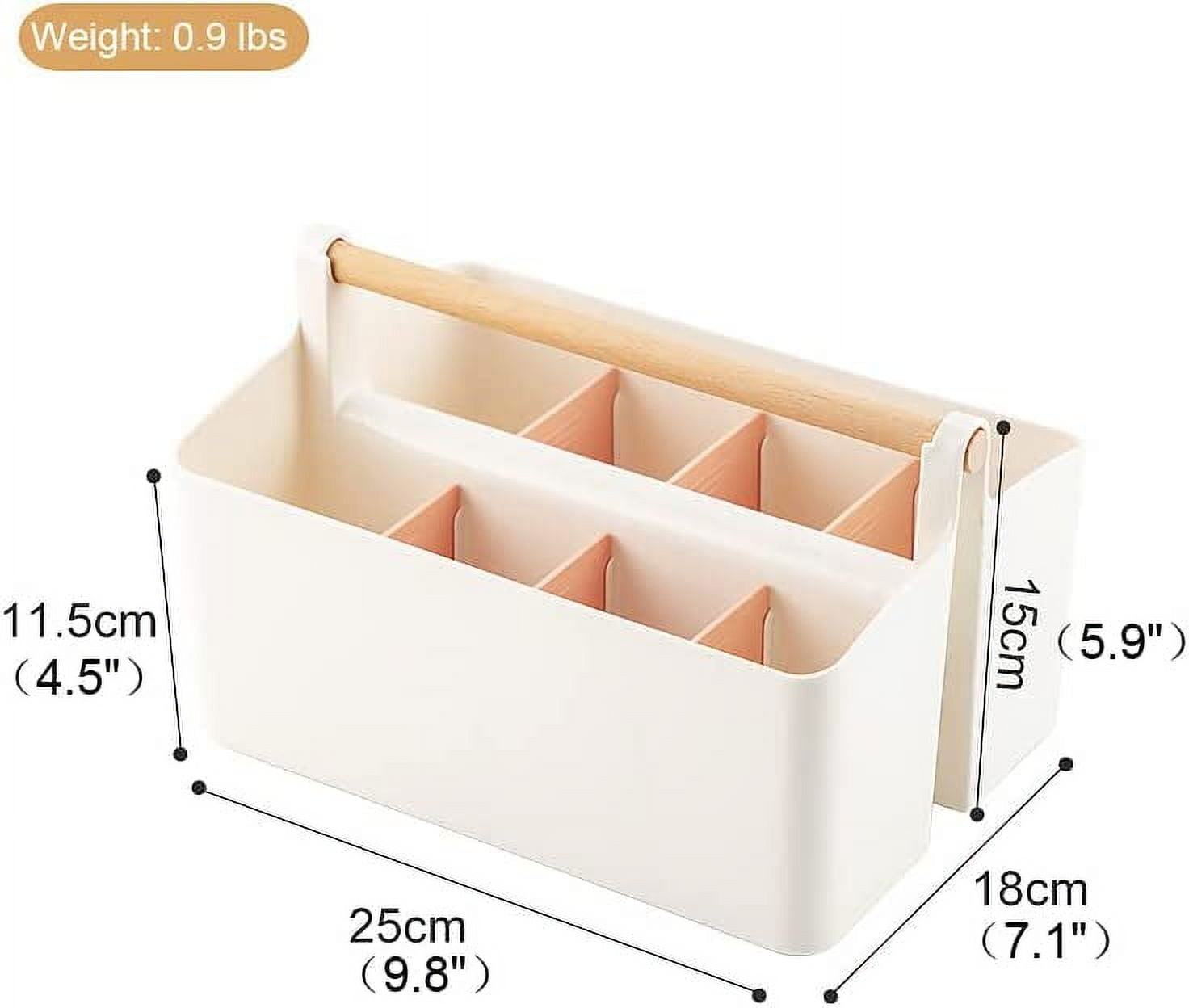 Storage Organizer with Handle, 2 Pack Portable Marker Organizer with Adjustable Divided for Art Supplies, Makeup, Sewing, Colored
