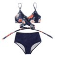 thumbnail image 3 of Maillot de Bain 2 Pcs pour Femmes Taille Haute Croisée à Fleurs, 3 of 6