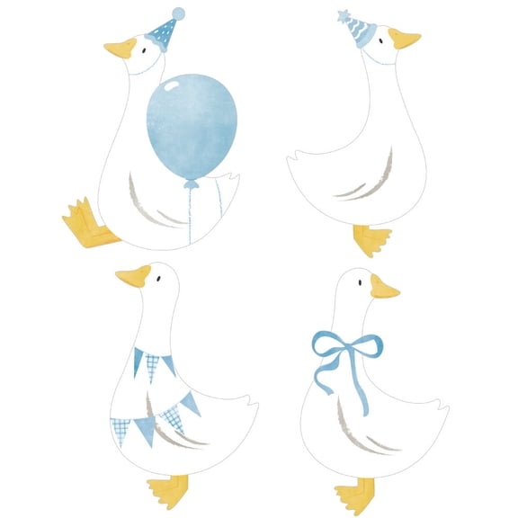 Big Dot of Happiness One Silly Goose Blue Party Paper Cutouts, Double-Sided Goose-Shaped Decorations, DIY Boy 1st Birthday Party Essentials - Set of 20