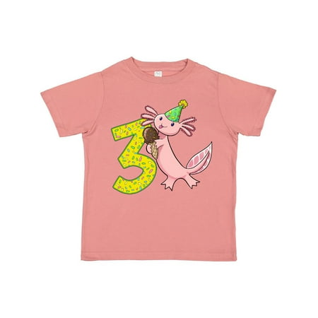 

Inktastic 3rd Birthday Axolotl with Ice Cream Gift Toddler Boy or Toddler Girl T-Shirt